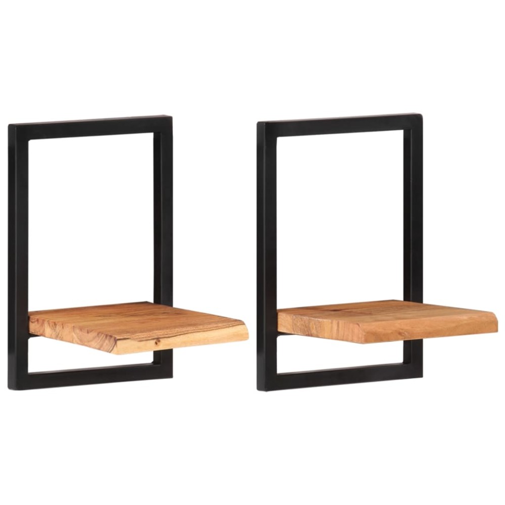 vidaXL Rafturi de perete 2 buc. 25x25x35 cm lemn masiv acacia/oțel
