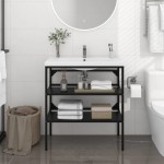 vidaXL Cadru chiuvetă de baie, negru, 79x38x83 cm, fier vidaXL Cadru chiuvetă de baie, negru, 79x38x83 cm, fier