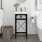 vidaXL Cadru chiuvetă de baie, negru, 40x38x83 cm, fier vidaXL Cadru chiuvetă de baie, negru, 40x38x83 cm, fier