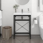 vidaXL Cadru chiuvetă de baie, negru, 59x38x83 cm, fier vidaXL Cadru chiuvetă de baie, negru, 59x38x83 cm, fier