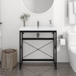 vidaXL Cadru chiuvetă de baie, negru, 79x38x83 cm, fier vidaXL Cadru chiuvetă de baie, negru, 79x38x83 cm, fier