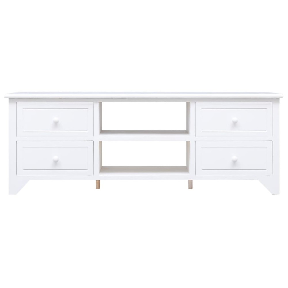 vidaXL Comodă TV,alb, 108x30x40 cm, lemn masiv de paulownia