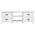 vidaXL Comodă TV,alb antichizat, 108x30x40 cm, lemn masiv de paulownia