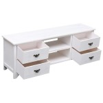 vidaXL Comodă TV,alb antichizat, 108x30x40 cm, lemn masiv de paulownia