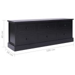 vidaXL Comodă TV, negru, 108x30x40 cm, lemn masiv de paulownia