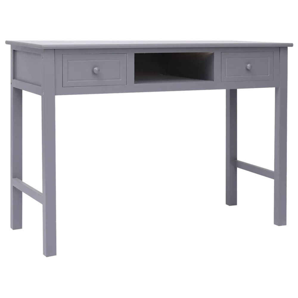 vidaXL Birou, gri, 108x45x76 cm, lemn masiv de paulownia