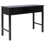 vidaXL Birou, negru, 108x45x76 cm, lemn masiv de paulownia