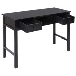 vidaXL Birou, negru, 108x45x76 cm, lemn masiv de paulownia