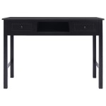 vidaXL Birou, negru, 108x45x76 cm, lemn masiv de paulownia