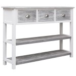 vidaXL Dulap, gri antichizat, 108x30x76 cm, lemn masiv de paulownia
