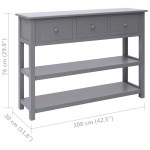 vidaXL Dulap, gri, 108x30x76 cm, lemn masiv paulownia