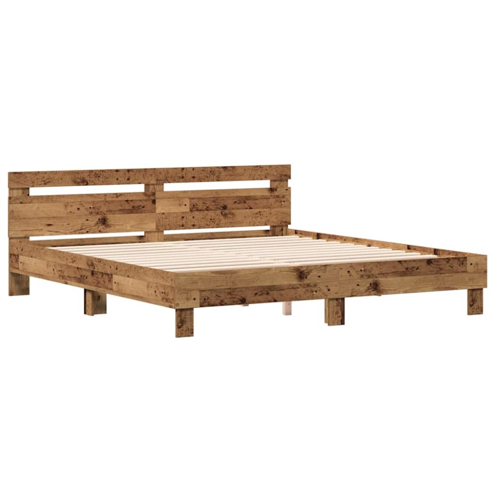 vidaXL Cadru de pat cu headboard Lemn Vechi 180 x 200 cm Lemn compozit