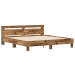 vidaXL Cadru de pat cu headboard Lemn Vechi 180 x 200 cm Lemn compozit