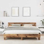 vidaXL Cadru de pat cu headboard Lemn Vechi 180 x 200 cm Lemn compozit