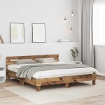 vidaXL Cadru de pat cu headboard Lemn Vechi 180 x 200 cm Lemn compozit