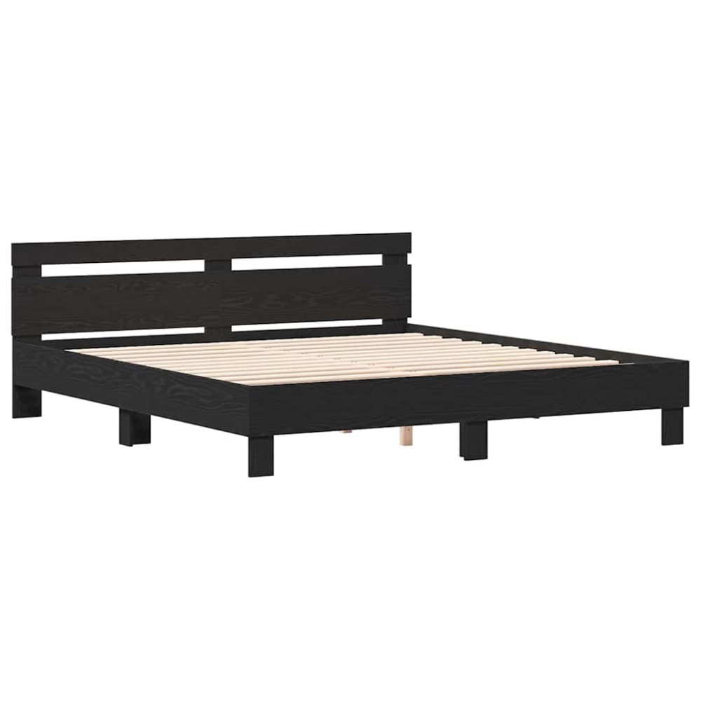 vidaXL Cadru de pat cu headboard Stejar Negru 180 x 200 cm