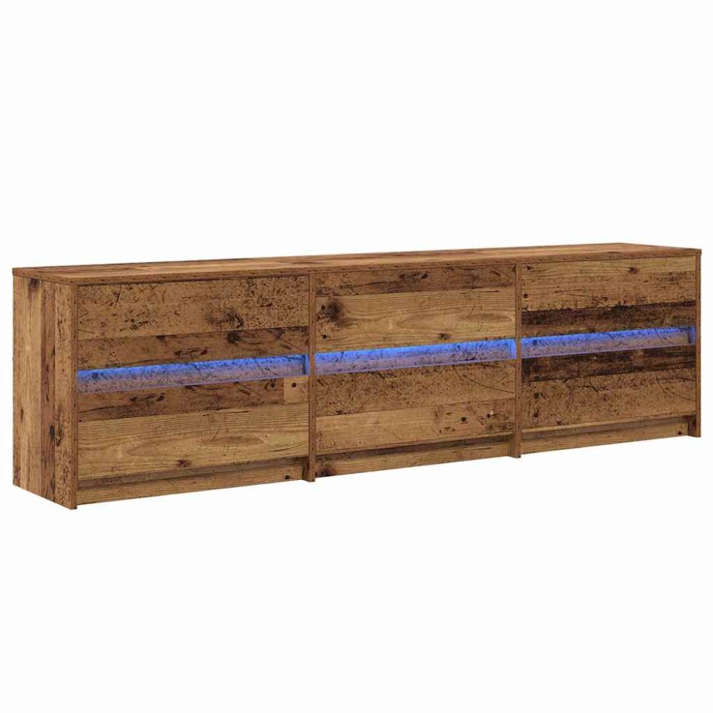 vidaXL Cabinet TV cu lumini cu bandă LED cu sertar cu depozitare Maro 180 x 34 x 50 cm