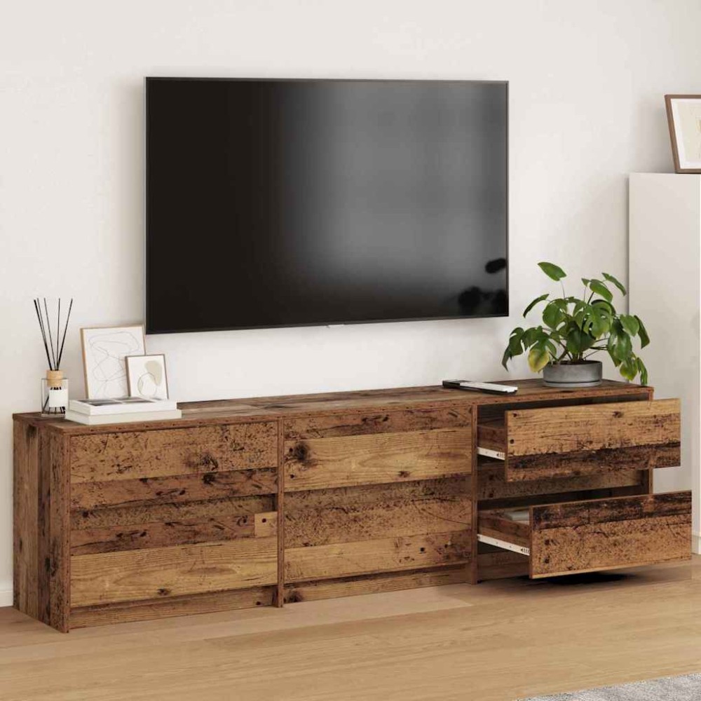 vidaXL Cabinet TV cu lumini cu bandă LED cu sertar cu depozitare Maro 180 x 34 x 50 cm