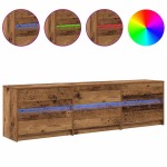 vidaXL Cabinet TV cu lumini cu bandă LED cu sertar cu depozitare Maro 180 x 34 x 50 cm