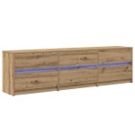 vidaXL Cabinet TV cu lumini cu bandă LED cu sertar cu depozitare Maro 181 x 34 x 50 cm vidaXL Cabinet TV cu lumini cu bandă LED cu sertar cu depozitare Maro 181 x 34 x 50 cm