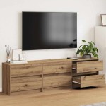 vidaXL Cabinet TV cu lumini cu bandă LED cu sertar cu depozitare Maro 181 x 34 x 50 cm vidaXL Cabinet TV cu lumini cu bandă LED cu sertar cu depozitare Maro 181 x 34 x 50 cm