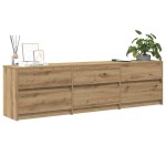vidaXL Cabinet TV cu lumini cu bandă LED cu sertar cu depozitare Maro 181 x 34 x 50 cm vidaXL Cabinet TV cu lumini cu bandă LED cu sertar cu depozitare Maro 181 x 34 x 50 cm