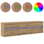 vidaXL Cabinet TV cu lumini cu bandă LED cu sertar cu depozitare Maro 181 x 34 x 50 cm vidaXL Cabinet TV cu lumini cu bandă LED cu sertar cu depozitare Maro 181 x 34 x 50 cm