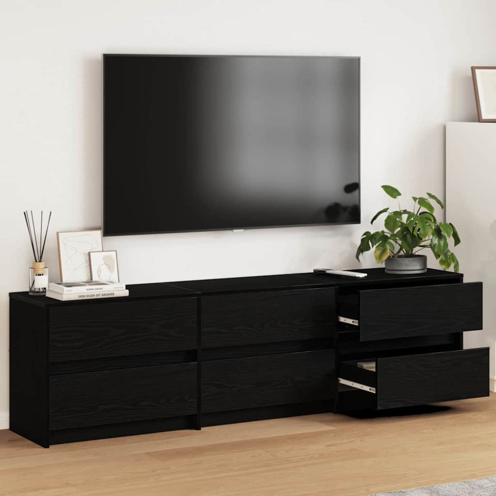 vidaXL Cabinet TV Negru 182 x 34 x 50 cm Lemn compozit