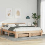 vidaXL Cadru de pat cu headboard Maro Lemn masiv de pin vidaXL Cadru de pat cu headboard Maro Lemn masiv de pin