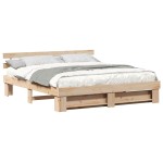 vidaXL Cadru de pat cu headboard Maro Lemn masiv de pin vidaXL Cadru de pat cu headboard Maro Lemn masiv de pin