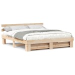 vidaXL Cadru de pat cu headboard Maro Lemn masiv de pin vidaXL Cadru de pat cu headboard Maro Lemn masiv de pin