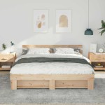 vidaXL Cadru de pat cu headboard Maro Lemn masiv de pin vidaXL Cadru de pat cu headboard Maro Lemn masiv de pin