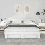 vidaXL Cadru de pat cu headboard Alb 200 x 200 cm Lemn de pin masiv
