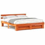 vidaXL Cadru de pat cu headboard Maro 200 x 200 cm Lemn de pin masiv