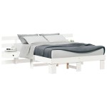 vidaXL Cadru de pat cu headboard Alb 160 x 200 cm Lemn de pin masiv