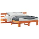 vidaXL Cadru de pat cu headboard Maro 160 x 200 cm Lemn de pin masiv