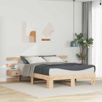 vidaXL Cadru de pat cu headboard Maro 140 x 200 cm Lemn de pin masiv