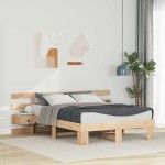 vidaXL Cadru de pat cu headboard Maro 120 x 200 cm Lemn de pin masiv