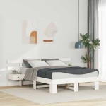 vidaXL Cadru de pat cu headboard Alb 120 x 200 cm Lemn de pin masiv