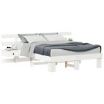 vidaXL Cadru de pat cu headboard Alb 140 x 190 cm Lemn de pin masiv