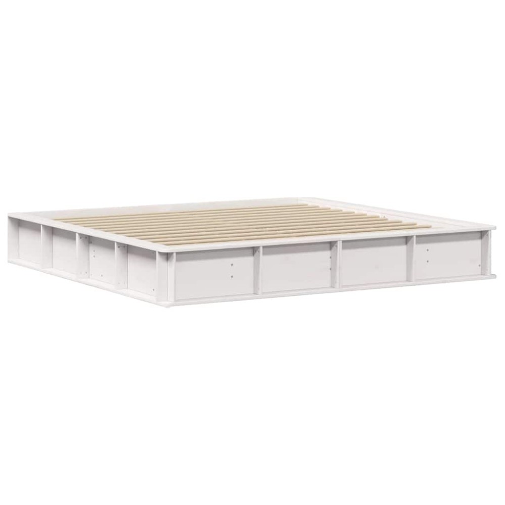 vidaXL Cadru de pat cu depozitare Alb 200 x 200 cm lemn