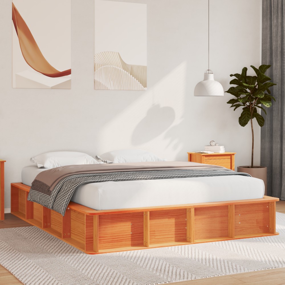 vidaXL Cadru de pat Maro ceruit 210 x 178 x 30 cm Lemn de pin masiv