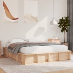 vidaXL Cadru de pat cu depozitare Lemn de pin masiv 210 x 168 x 30 cm