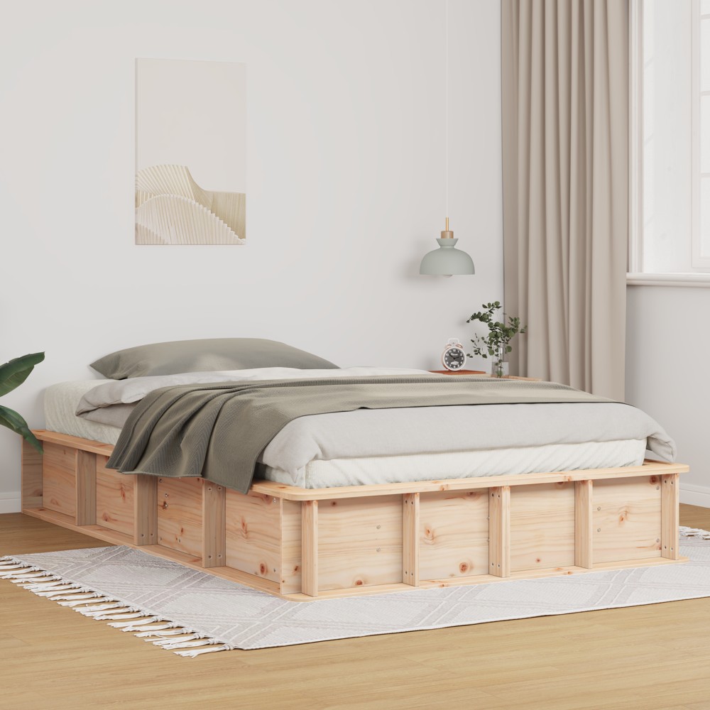 vidaXL Cadru de pat cu depozitare Lemn de pin masiv 210 x 158 x 30 cm