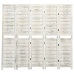 vidaXL Paravan de cameră cu 5 panouri alb antichizat 178,5x166 cm lemn vidaXL Paravan de cameră cu 5 panouri alb antichizat 178,5x166 cm lemn