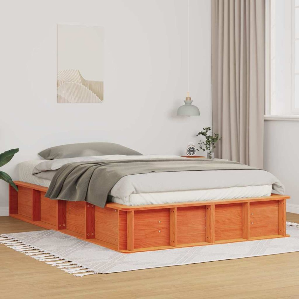 vidaXL Cadru de pat Maro ceruit 135 x 190 cm