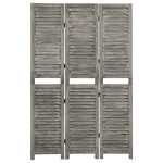 vidaXL Separator cameră cu 3 panouri, gri, 106,5x166 cm, lemn masiv vidaXL Separator cameră cu 3 panouri, gri, 106,5x166 cm, lemn masiv
