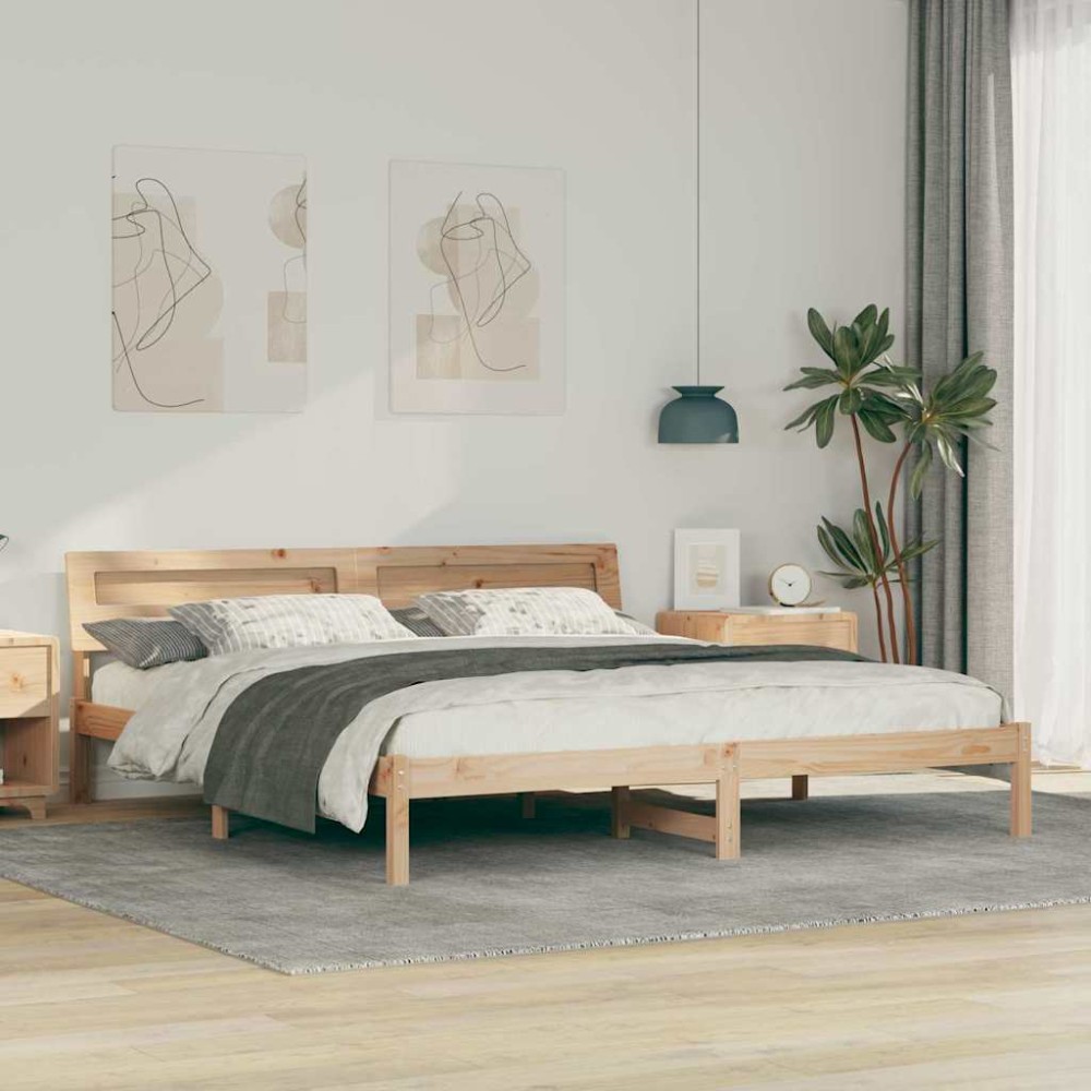 vidaXL Cadru de pat cu lumini cu bandă LED cu headboard Maro 200 x 200 cm