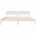 vidaXL Cadru de pat cu lumini cu bandă LED cu headboard Alb lemn