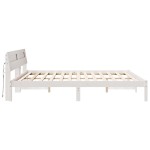 vidaXL Cadru de pat cu lumini cu bandă LED cu headboard Alb lemn